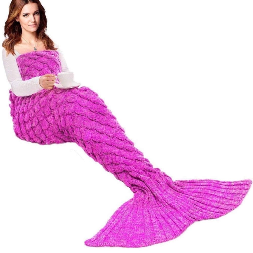 Jr. White, OS, Shocking Pink or Grey, Mermaid Tail Blanket